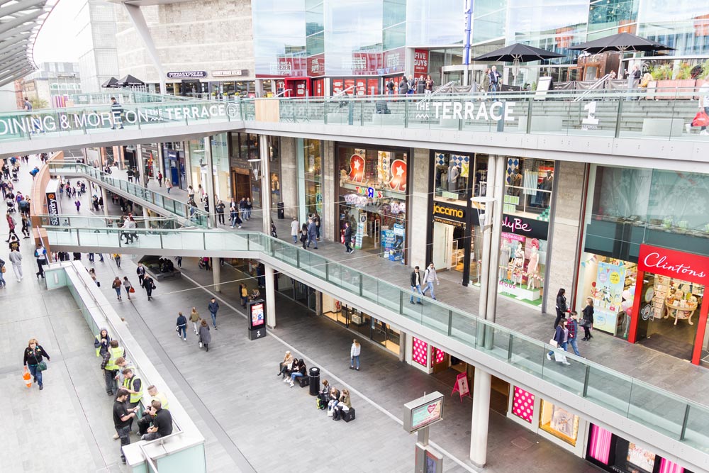 People walking in the Liverpool One Shopping Mall
