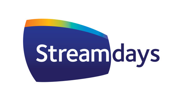 Streamdays logo in blue on a white background